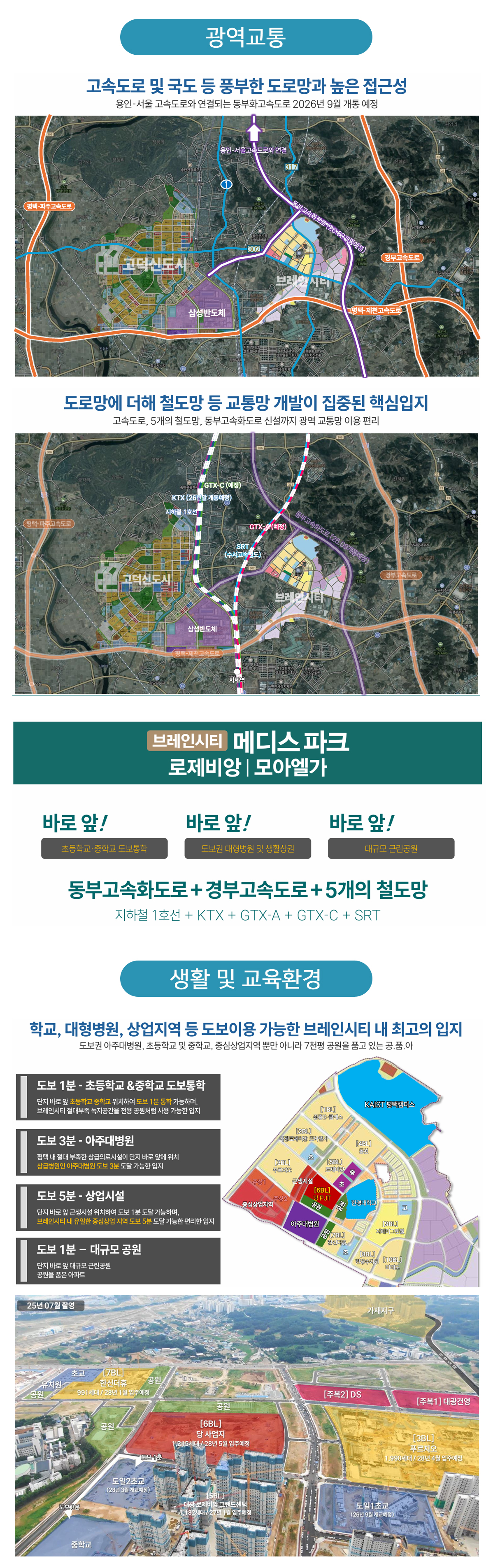 평택 브레인시티 메디스파크 대표번호 1522-9585 입지환경 및 프리미엄 고덕국제신도시 인접 KTX SRT 평택지제역 및 중심상업지구 인프라 안내